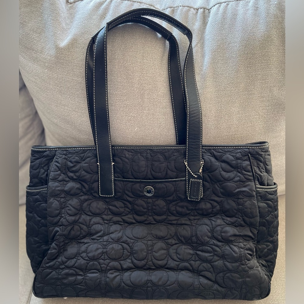Black Coach Quilted Diaper Bag
